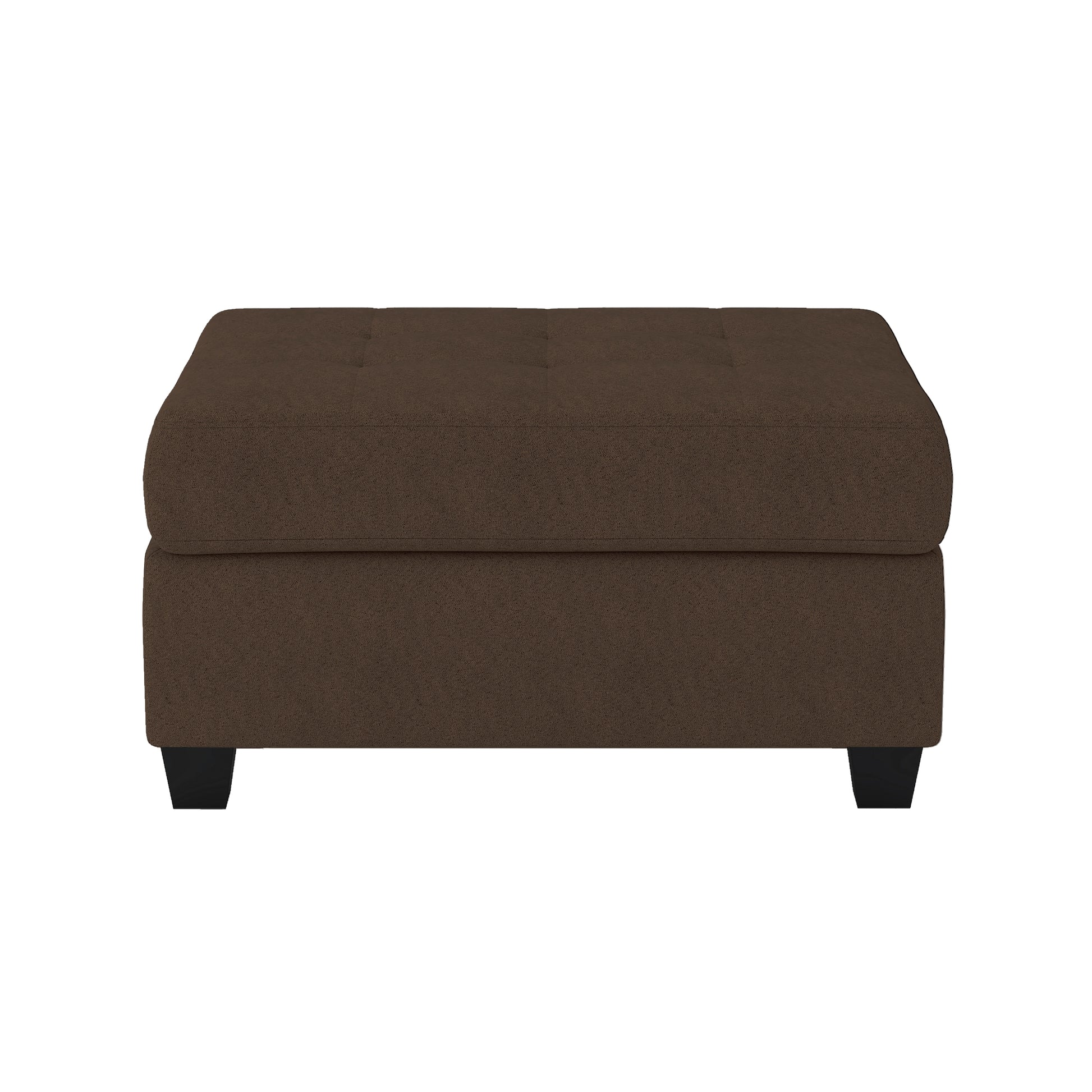 Modern Living Room 1Pc Storage Ottoman Tufted Top Brown Fabric Upholstery Solid Wood Furniture Chocolate Microfiber Wood Primary Living Space Modern Rectangle With Storage Solid Wood