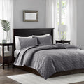 3 Piece Velvet Quilt Set Grey Full Queen Full Grey Cotton