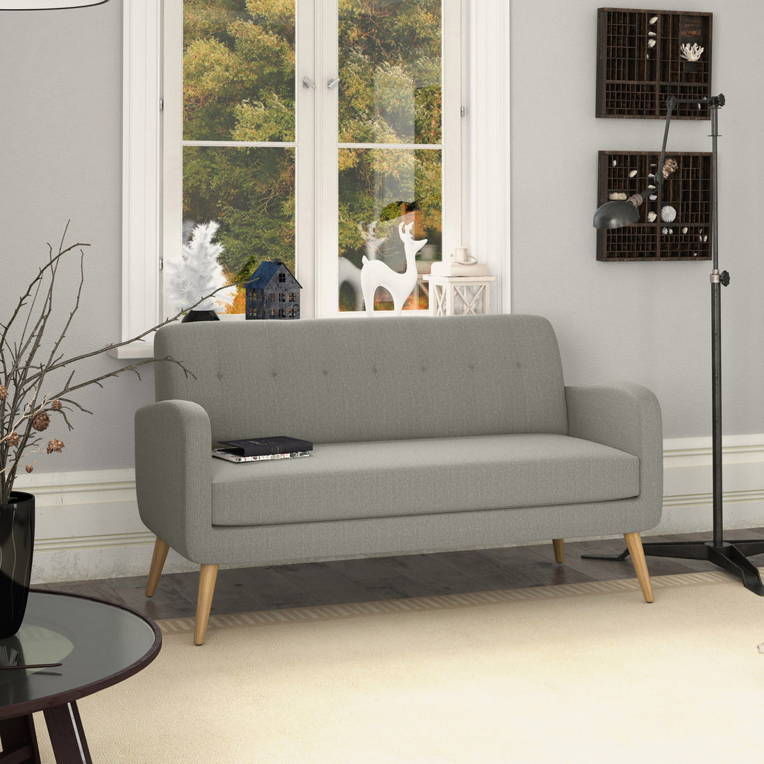 The Charlie Sofa Gray Poplar Polyester 3 Seat