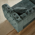 Chenille Pull Buckle Design Sofa For Living Room,Buttons Tufted With Copper Nail Decoration Armrest, Modern Couch Upholstered Button And Metal Legs Green Foam Chenille 5 Seat