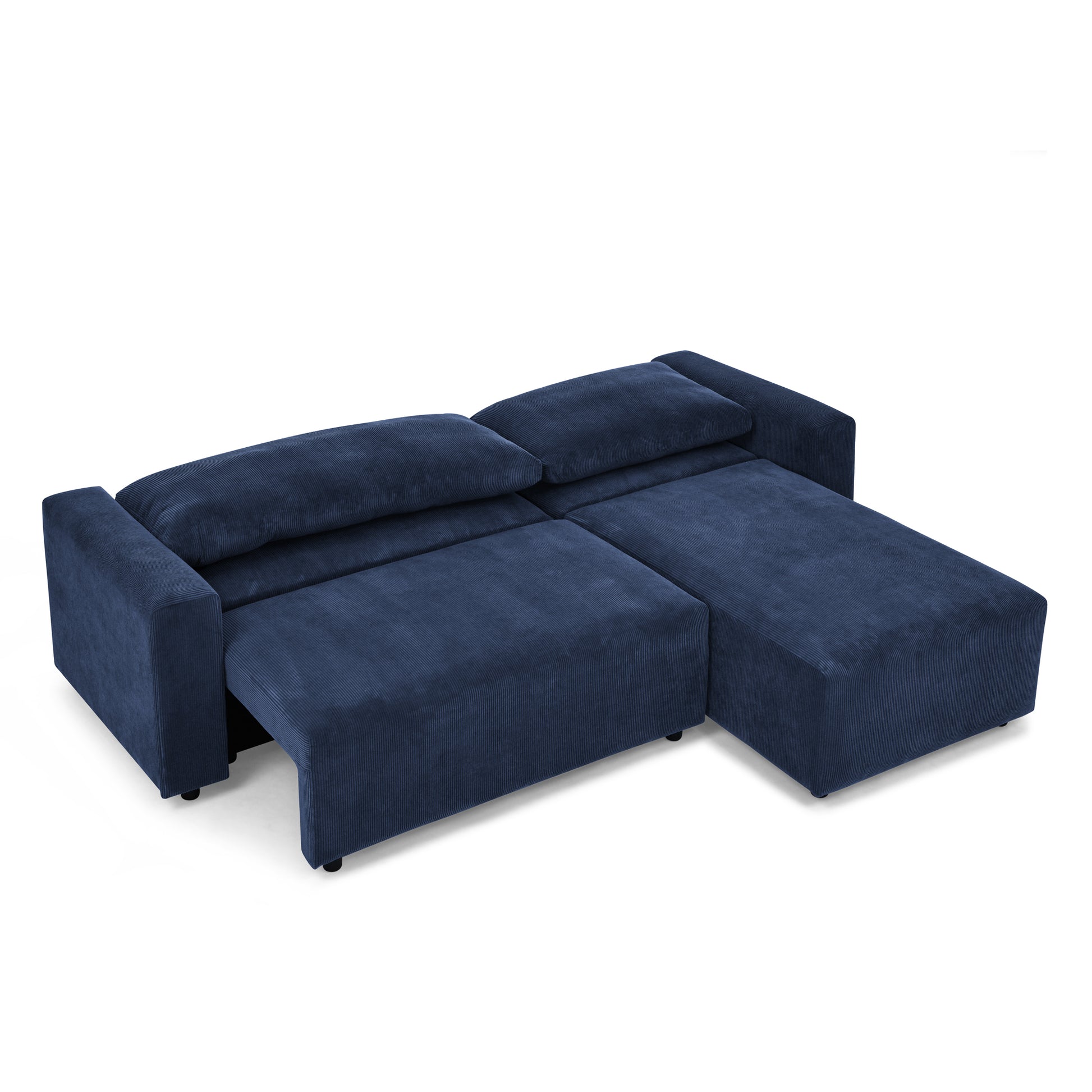 Modular Corduroy Upholstered 3 Seater Sofa Bed With Storage For Home Apartment Office Living Room, Free Combination, L Shapedblue Blue Wood Primary Living Space Medium Soft Pillow Back Eucalyptus Square Arms Foam Corduroy 3 Seat