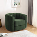 Swivel Accent Chair For Living Room, Sofa Chairs With Wood Base Side, Comfy Swivel Accent Chair With Wide Upholstered, For Living Room Green Dark Green Teddy