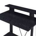 Black Writing Desk With Upper Shelf Black Writting Desk Office Rectangular Wood Metal