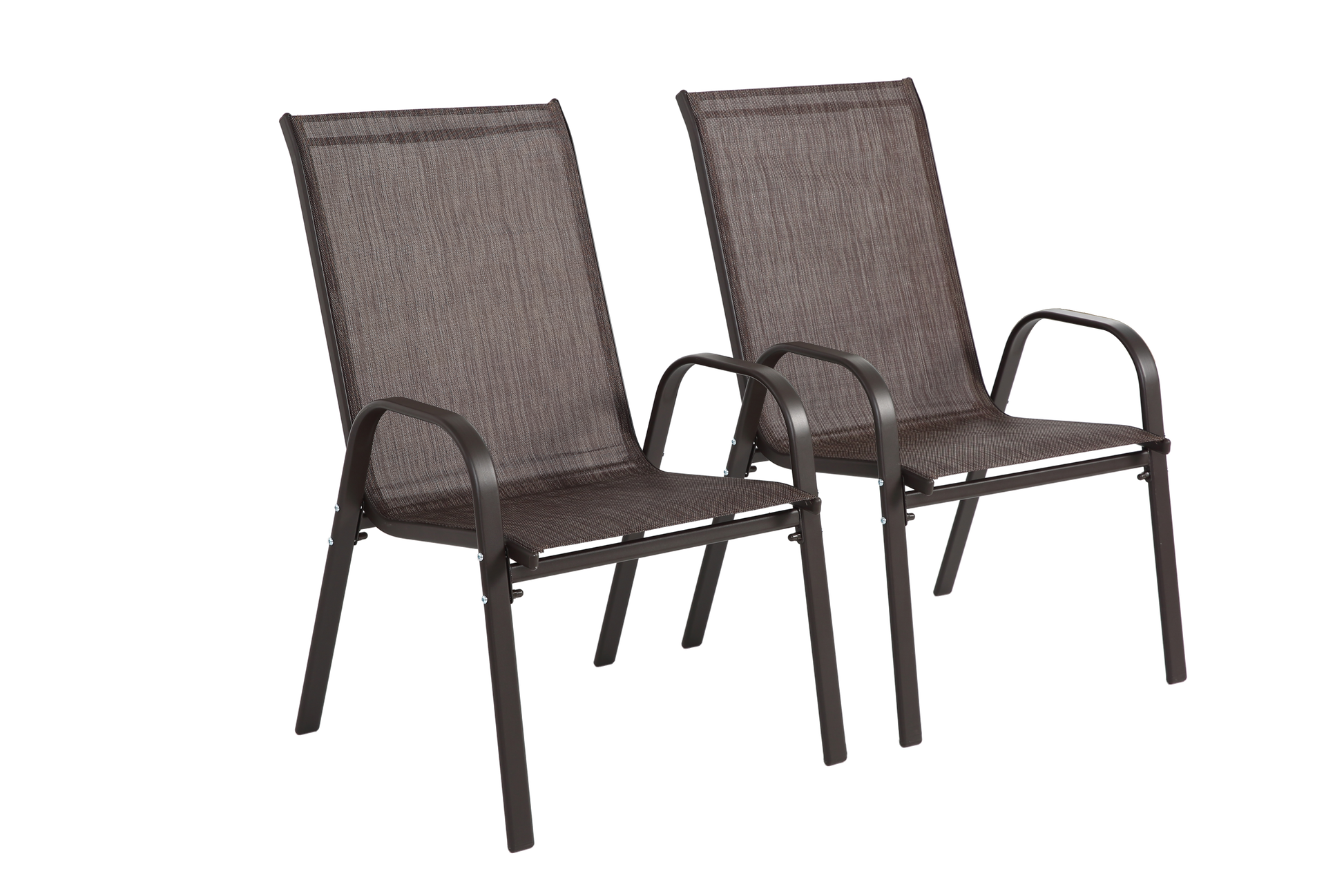2 Piece Patio Chairs, Outdoor Camping Chairs Withtextilene Fabric, Set Of 2 Garden Chairs With Armrest High Backrest For Garden Patio Pool Beach Yard Space Saving Brown Brown Steel
