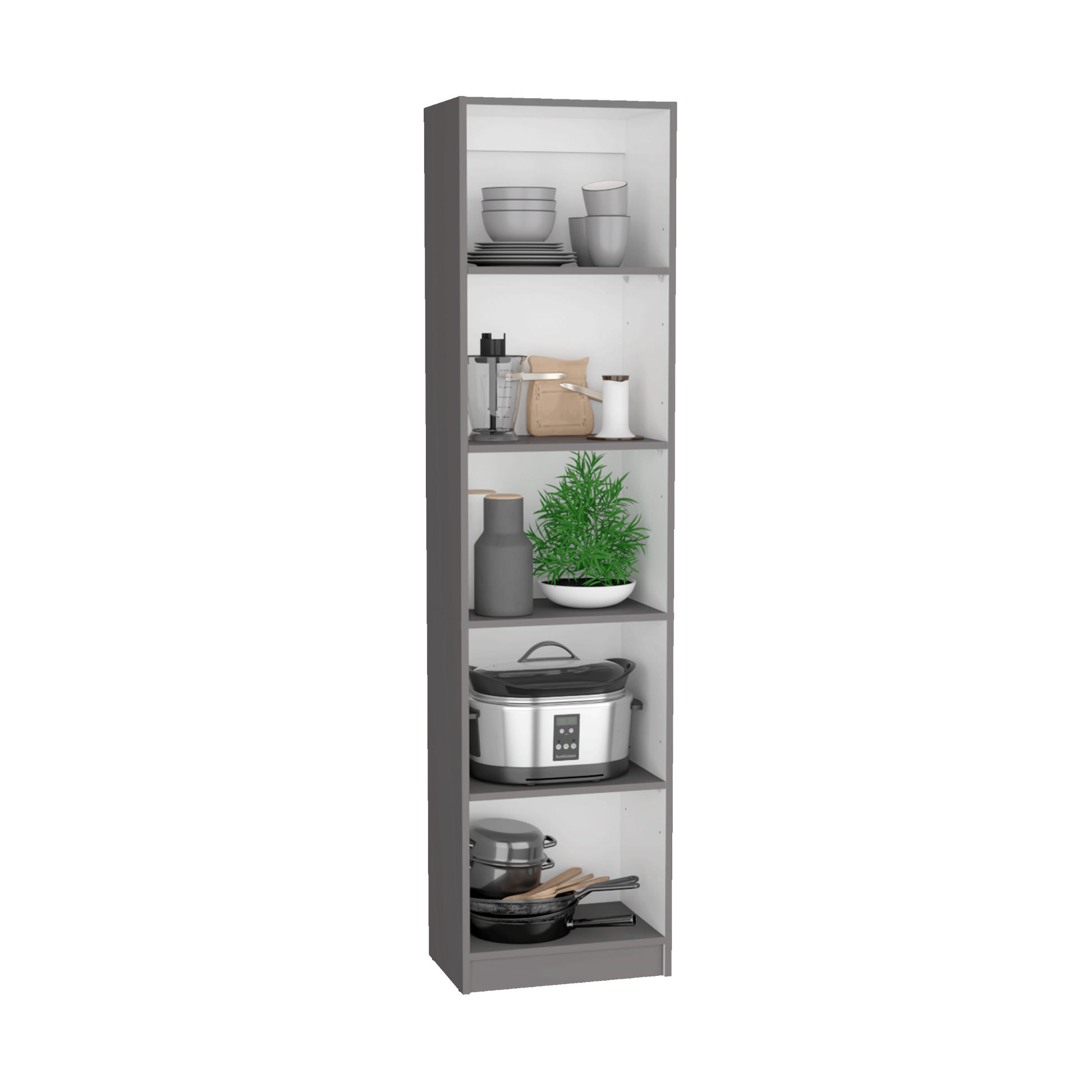 Micco 2 Piece 2 Piece Home Bookcase Set, 42" Wide With 8 Shelves And Double Door Cabinet, Living Room Set Matte Gray White Freestanding 5 Or More Shelves Multicolor Modern Particle Board