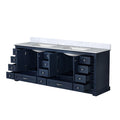 Navy Blue Double Bath Vanity 84 In. W X 22 In. D, With Carrara Marble Top Navy Blue Plywood Wood