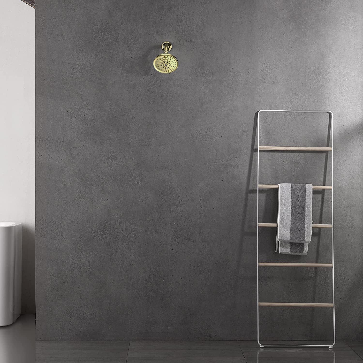 6 Spray Settings High Pressure Shower Head 5" Rain Fixed Showerhead Gold Adjustable Shower Head With Anti Clogging Nozzles, Low Flow Easily Installation Gold Plastic