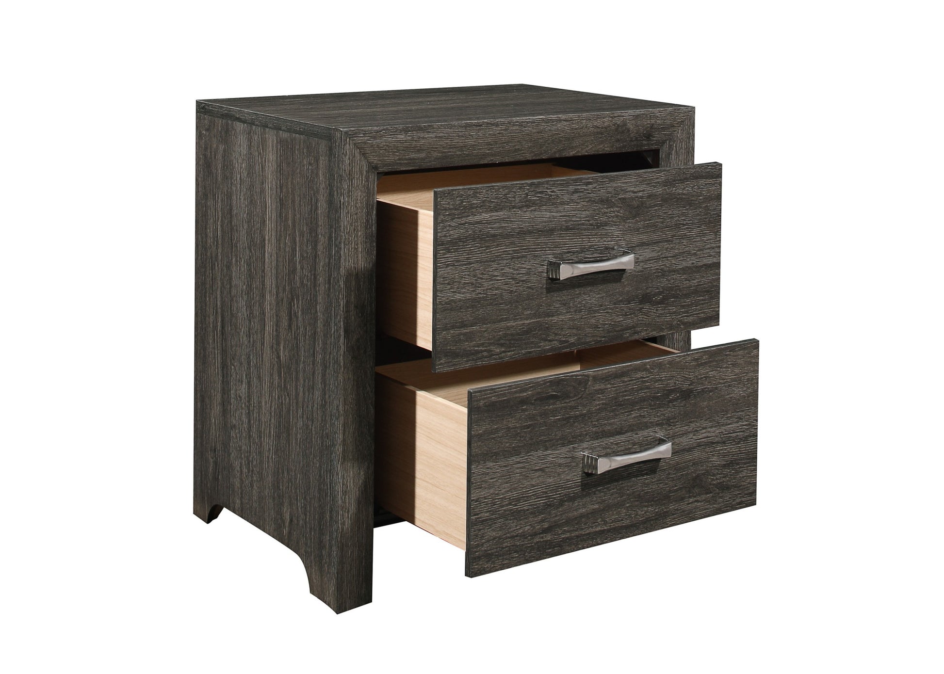 Dark Gray Finish Nightstand 1Pc Chrome Tone Handles Contemporary Design Bedroom Furniture Bed Side Table Dark Gray 2 Drawers Bedroom Contemporary Wood