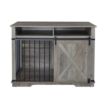 Wf005 Gw,The Dog Cage Has A Large Space Gray Linen