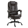 Vinsetto 7 Point Vibrating Massage Office Chair, High Back Executive Recliner With Lumbar Support, Footrest, Reclining Back, Adjustable Height, Brown Brown Faux Leather
