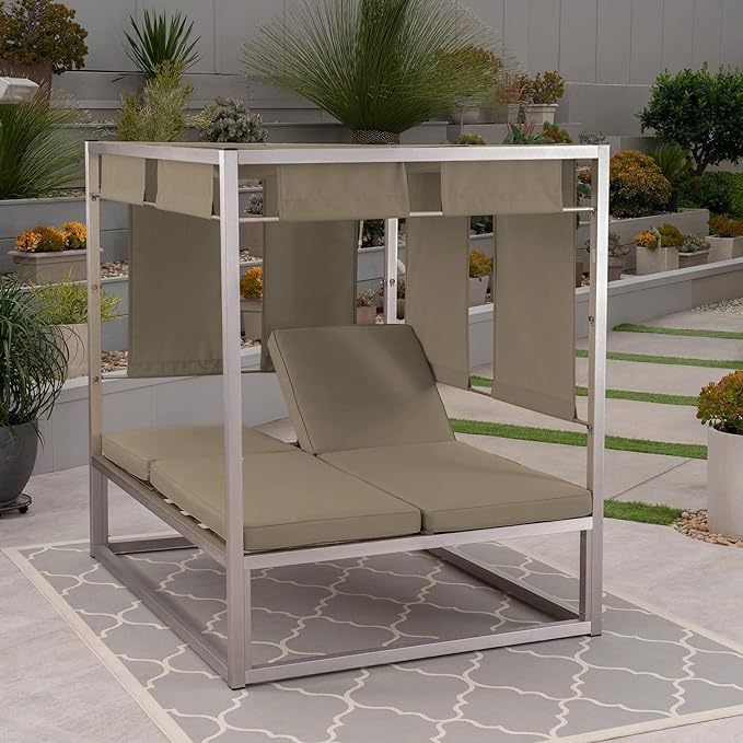 Heminger Daybed Khaki Metal Waterproof Fabric