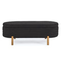 Ottoman Oval Storage Bench,Rubber Wood Leg,Black 46.