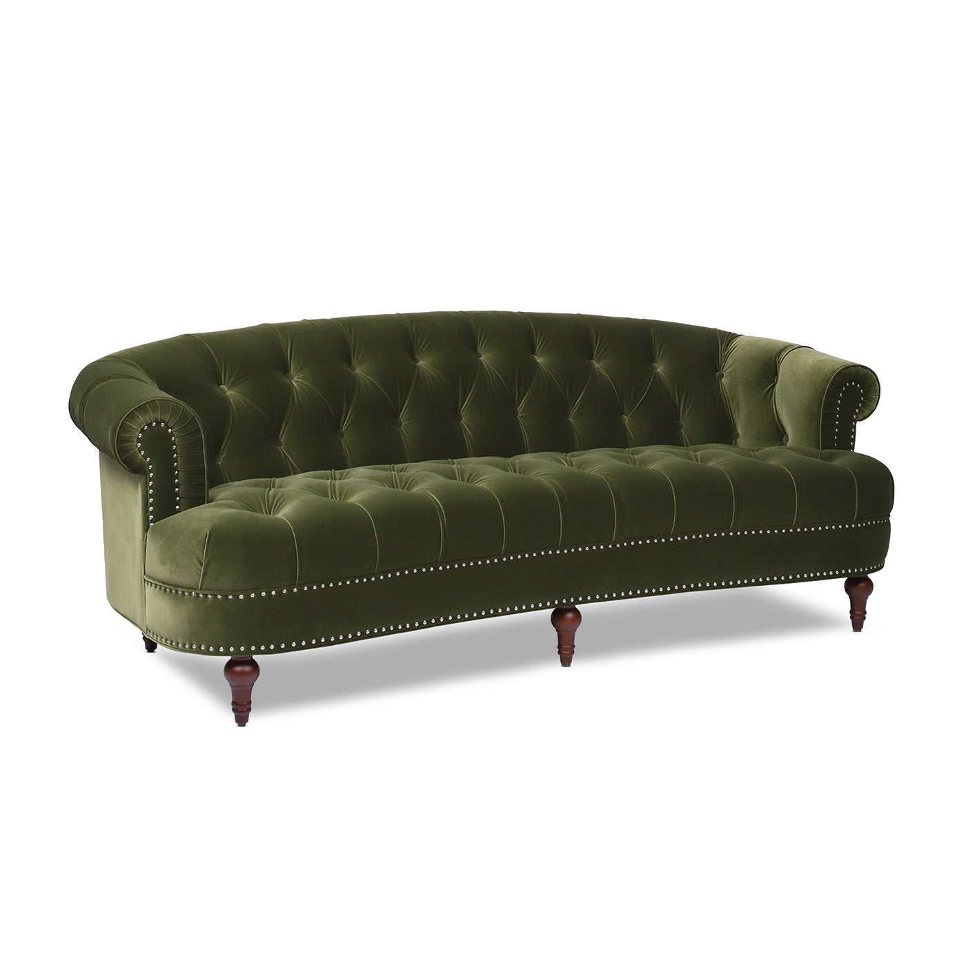 La Rosa Victorian Chesterfield Tufted Sofa, Olive Green Performance Velvet Olive Green Foam Velvet 3 Seat