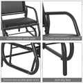 Outsunny Porch Glider, Metal Frame Swing Glider Chair Withmesh Fabric, Curved Armrests And Steel Frame For Garden, Poolside, Backyard, Balcony, Black Black Fabric Metal