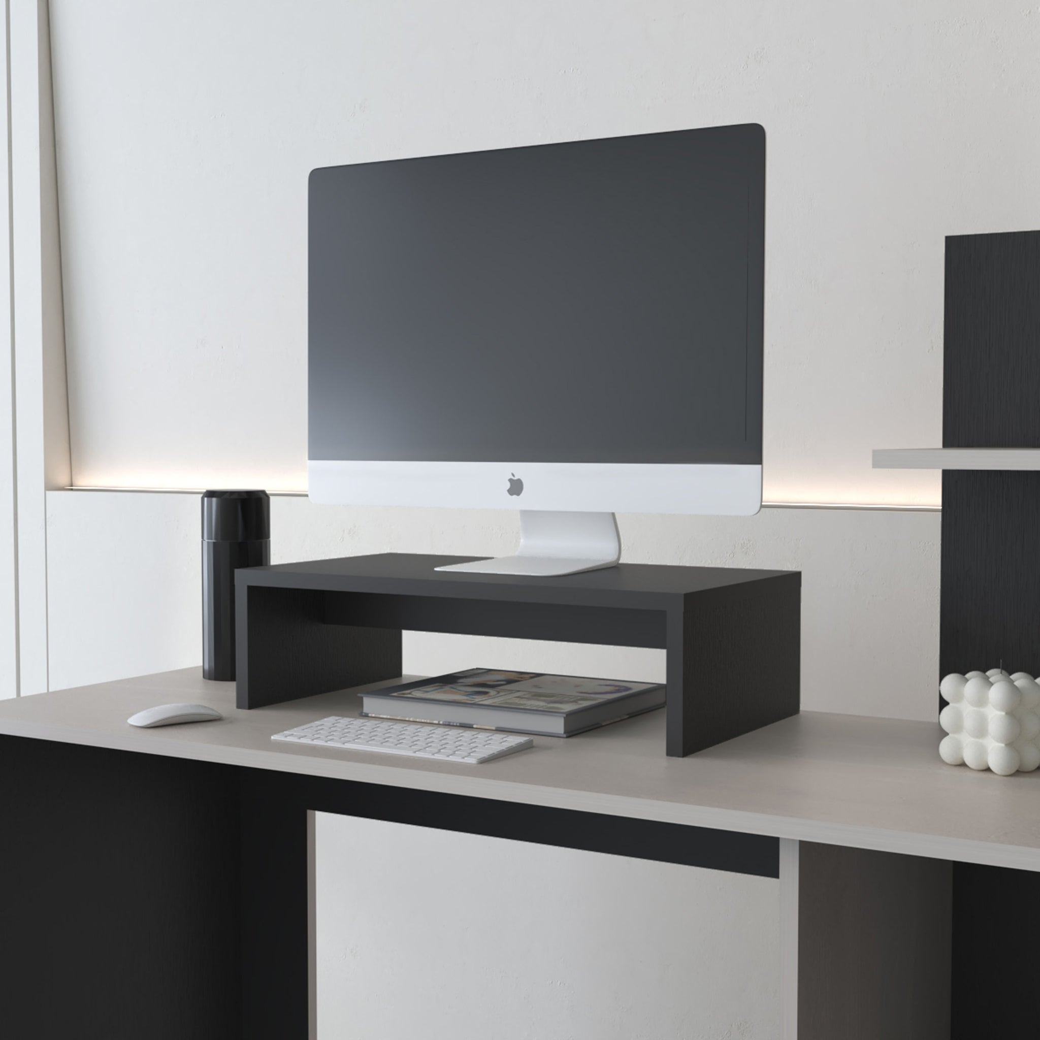 Sells Monitor Stand In Melamine And Particule Board, Black Black Office Modern Particle Board Melamine