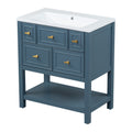 30'' Bathroom Vanity With Resin Sink Combo, Free Standing Single Vanity Set With 5 Drawers, Solid Wood Frame Bathroom Storage Cabinet, Blue 4 Blue 1 Bathroom Freestanding Modern Solid Wood Mdf Resin Painted