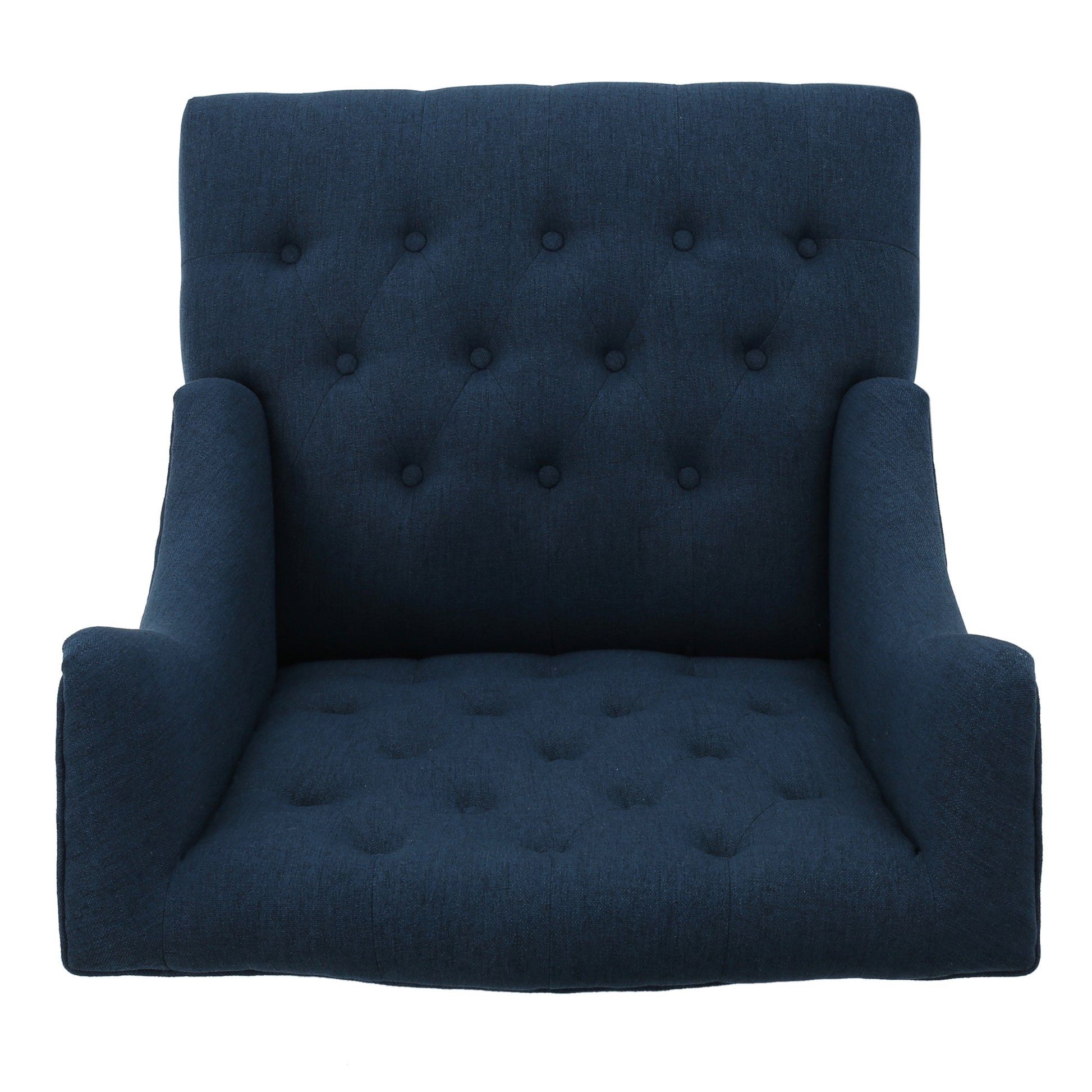 Upholstered Wingback Chair Navy Blue Linen