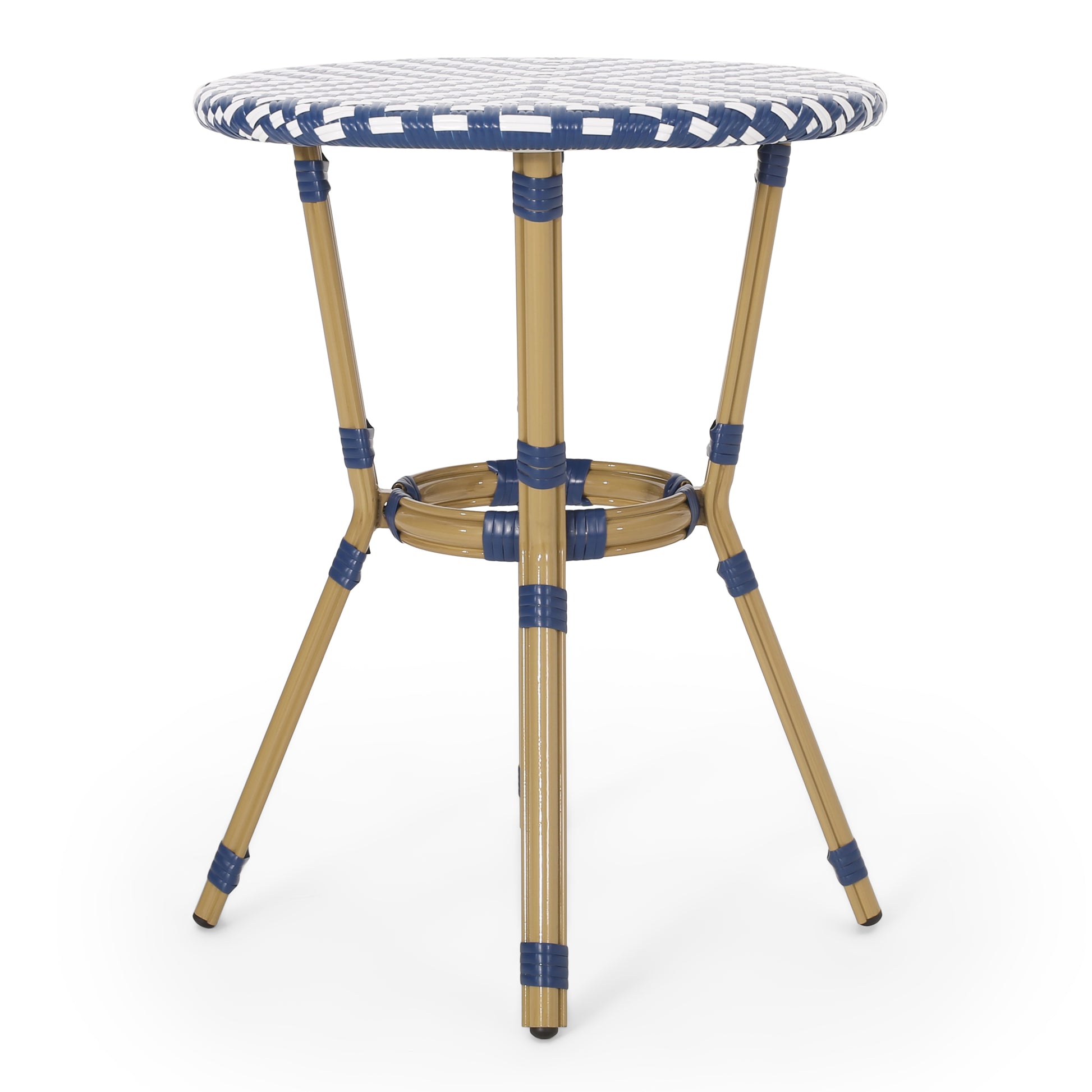 Picardy French Bistro Set Navy Blue Rattan