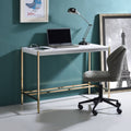 White And Gold Writing Desk With Usb Ports White Gold Built In Outlets Or Usb Writting Desk Office Rectangular Wood Metal