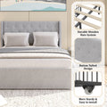 Full Size Bed Frame With 4 Storage Drawers And Wingback Headboard, Button Tufted Design, Light Grey Full Grey Iron,Linen