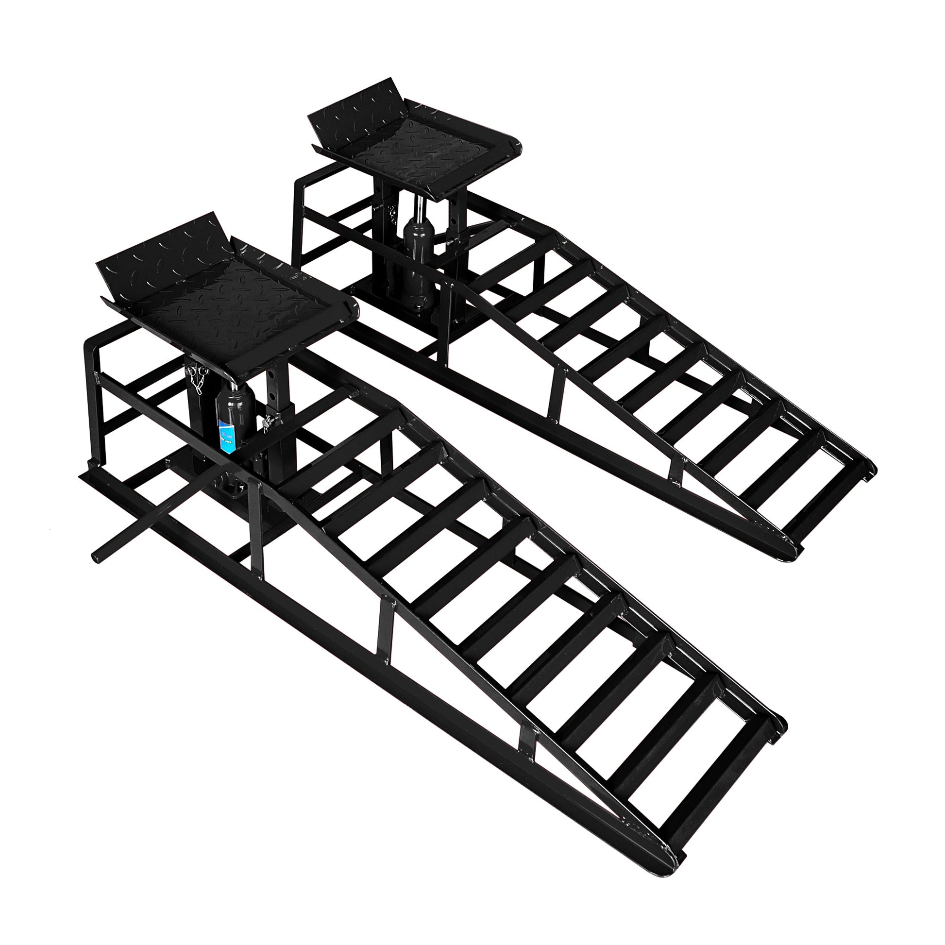 Hydraulic Car Ramps, 2 Pack Car Ramp High Lift, 11000Lbs Automotive Truck Cars Service Ramps, Low Profile Oil Change Ramps With Support Jack For Car Truck Trailer Garage Repair Black Black