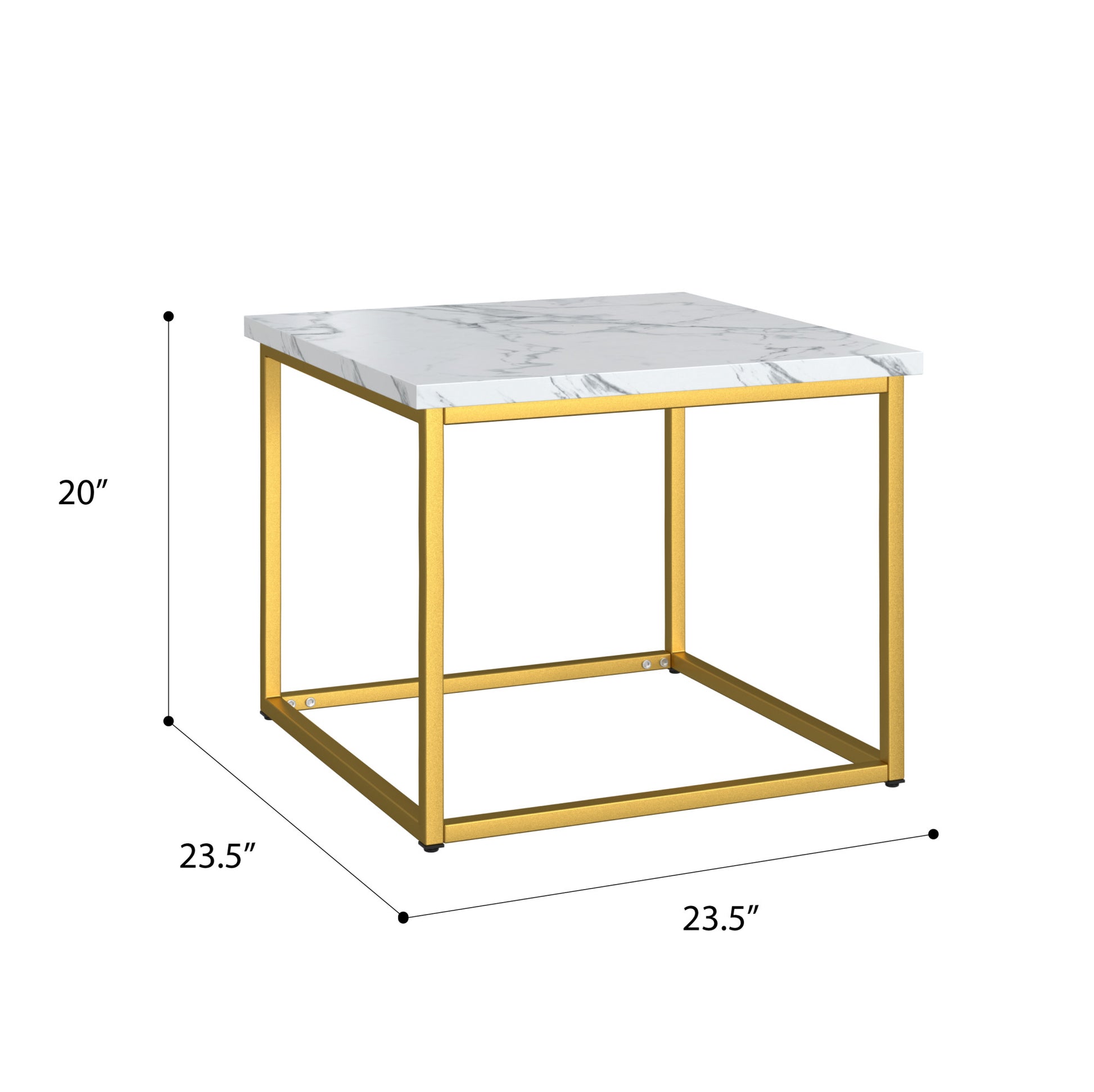 Marb White End Table White Solid Wood