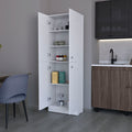 Cameron Pantry Cabinet With 4 Doors And 5 Hidden Shelves White White Kitchen Contemporary Rectangular Stationary Kitchen Islands Pine Particle Board Engineered Wood Small Less Than 40In