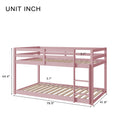 Twin Over Twin Floor Bunk Bed,Pink Twin Pink Pine