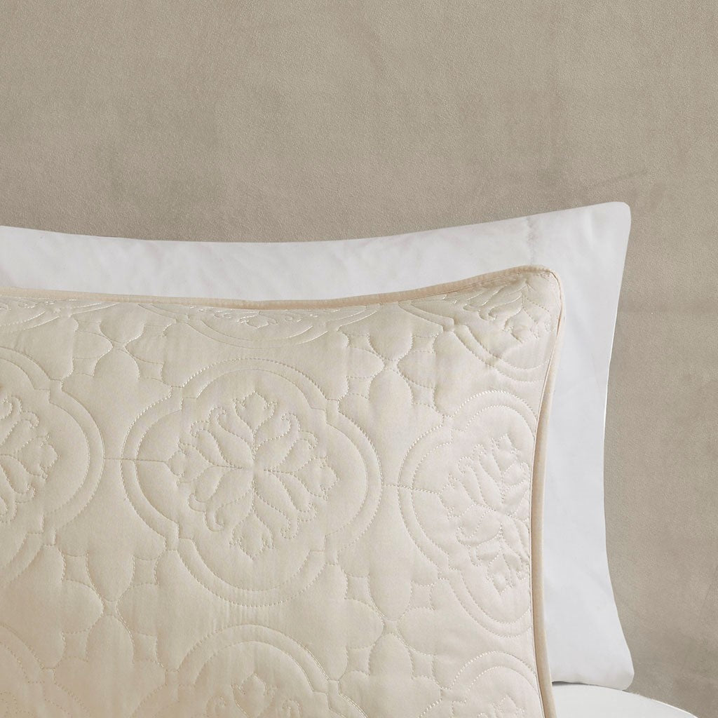 3 Piece Reversible Bedspread Set Cream King Cal King King Cream Microfiber