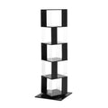 5 Tier Rotating Bookshelf, Floor Rack Simple Bookcase With Acrylic Plate Student Multi Function Creative Bookshelf For Living Room With Anti Toppling Base Black Particle Board