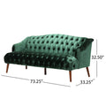 Comfy 3 Seat Sofa With Wooden Legs, Pu, For Living Room And Study Emerald Velvet 3 Seat