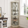 Corner Lighted Curio Cabinet Corner Glass Cabinet Lighted Curio Cabinet Corner Display Case For Living Room, Curio Cabinet, Antique Collection, Wine,Bar Glass Storage Light Included,Antique White Antique White Mdf Glass