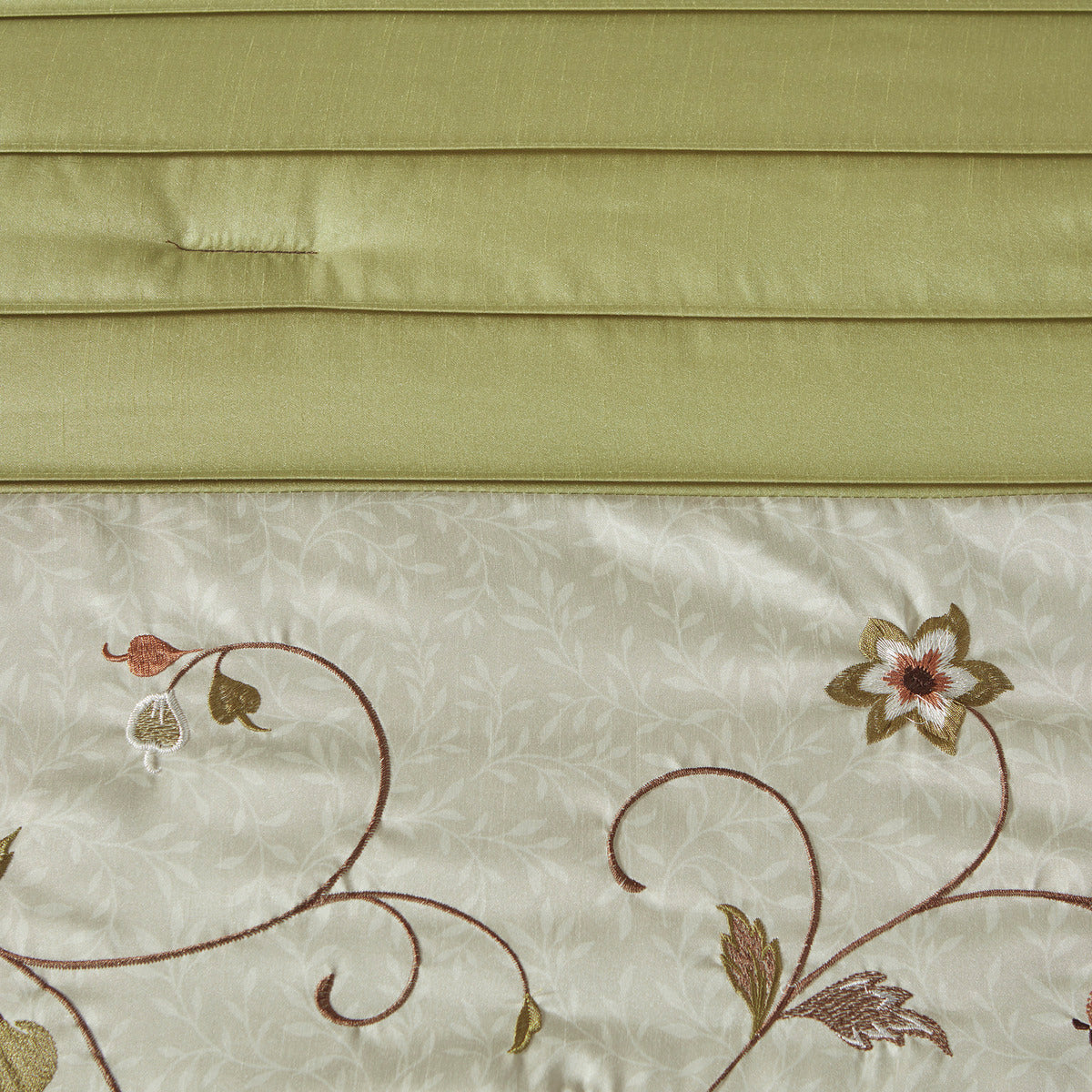 Embroidered 7 Piece Comforter Set Green King King Green Polyester