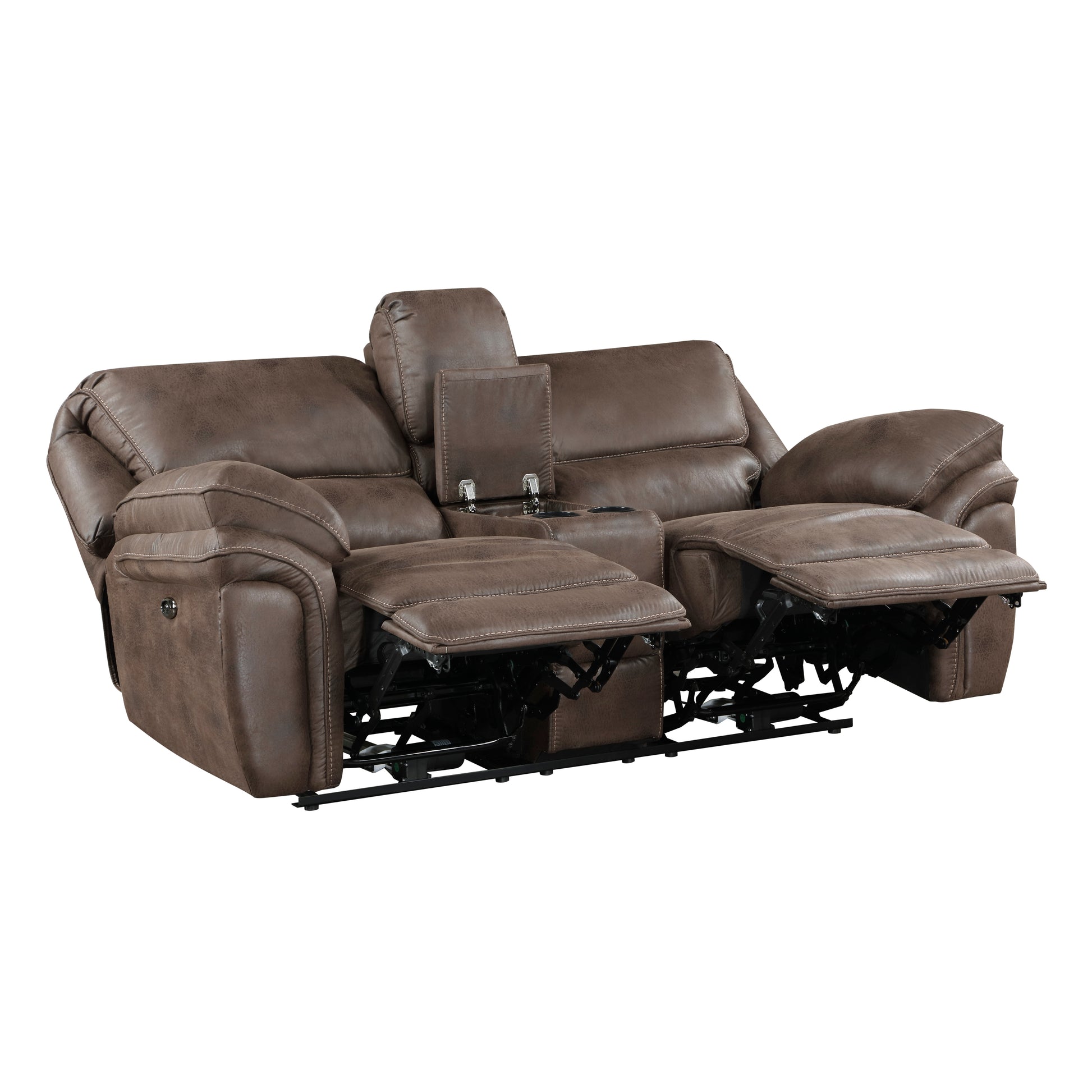 Plush Modern Living Room Sofa Set 2Pc Power Reclining Sofa And Loveseat Brown Microfiber Upholstery Usb Port Solid Wood Frame Furniture Brown Microfiber Wood Primary Living Space Modern Plywood,Solid Wood 5 Seat