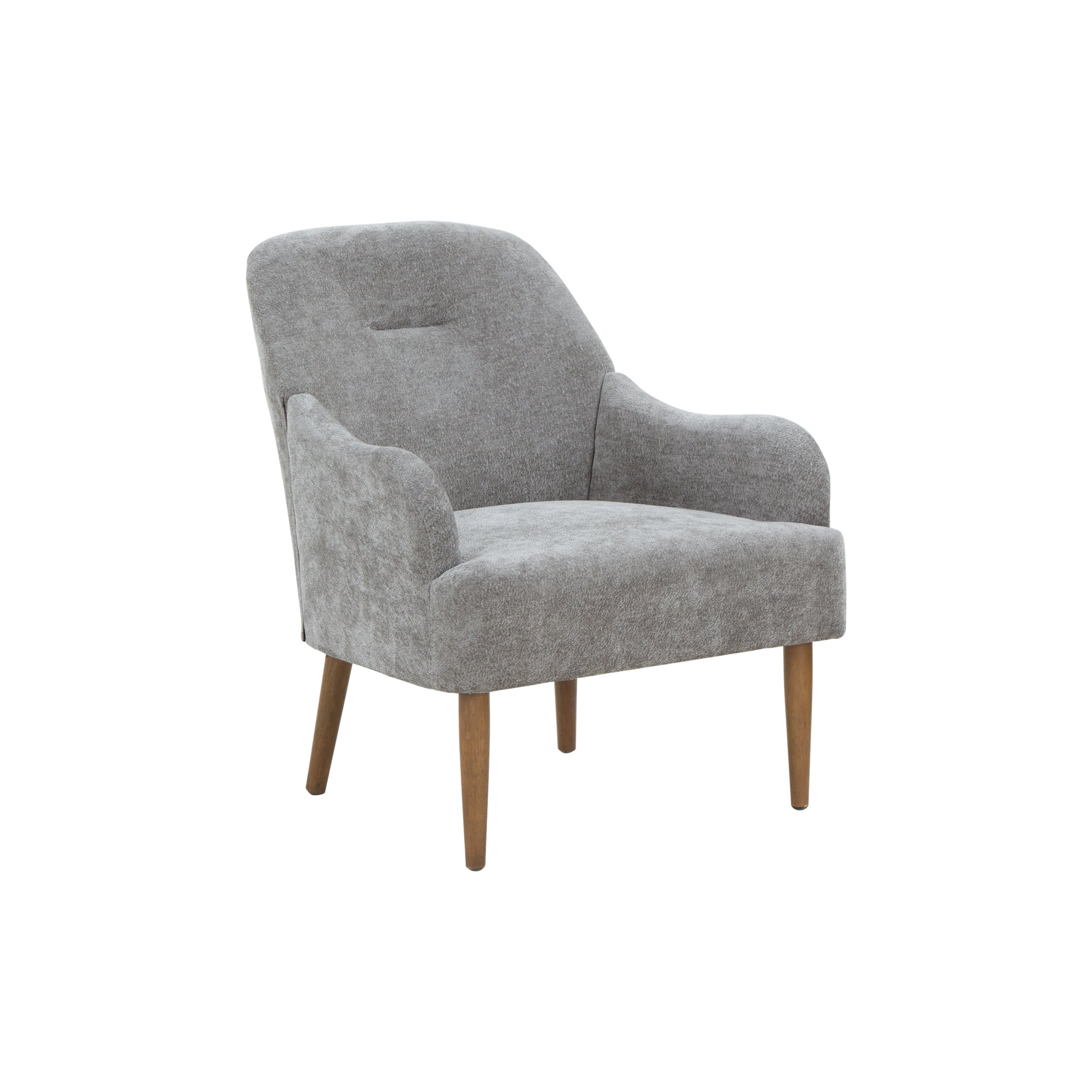 Chenille Armchair, Modern Style Accent Chair With Wood Legs, Comfy Design For Living Room, Bedroom, Office, Gray Gray Foam Wood Fabric