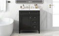 30'' Bathroom Vanity With Top Sink, Modern Bathroom Storage Cabinet With 2 Drawers And A Tip Out Drawer, Single Sink Bathroom Vanity Black Bathroom Solid Wood Mdf