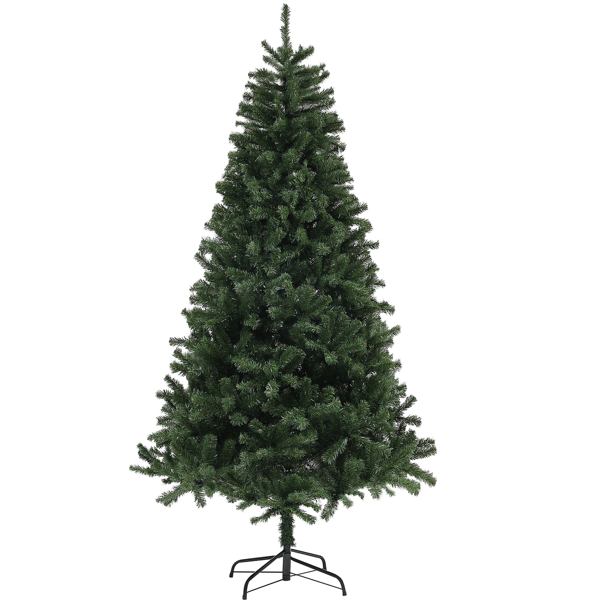 Homcom 7.5Ft Artificial Christmas Tree, Xmas Tree With 1346 Branch Tips, Auto Open, Holiday D Cor With Steel Base For Home Office, Green Green Steel