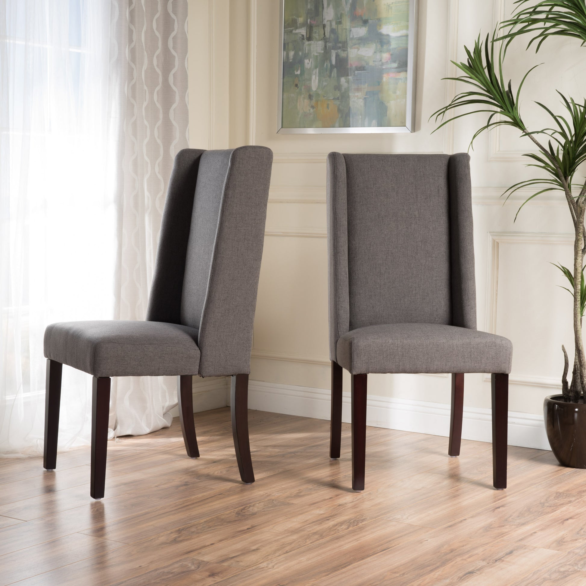 Dining Chair Set Of 2 Dark Grey Plywood