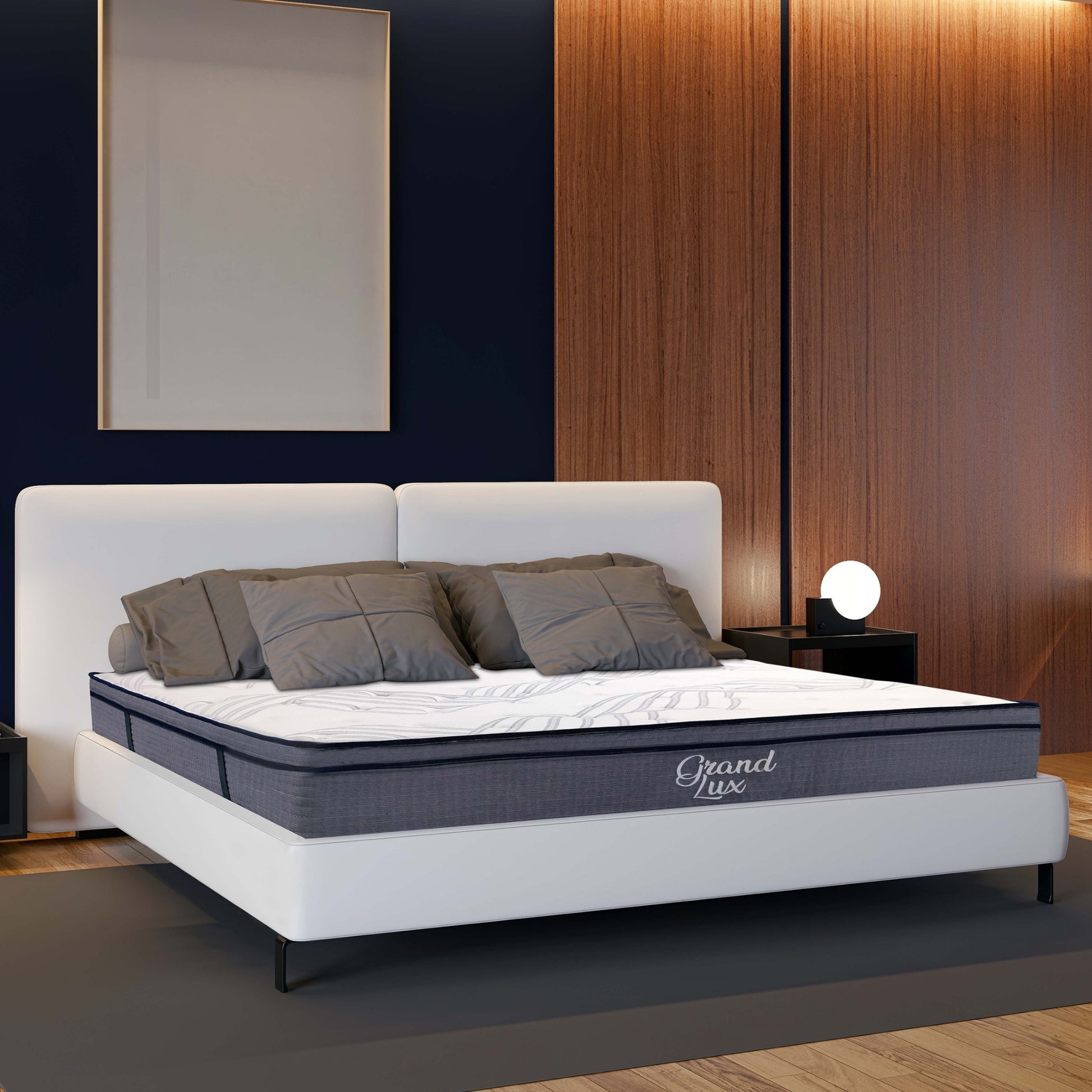 14 In. Hybrid Plush Queen Size Foam Mattress, Soft Polyester Knit Cover, Multi Layer Foam Mattress, White Gray Grey White Bedroom Contemporary Foam Polyester Queen