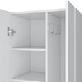 Broom Cabinet Double Door Design With Inner Shelves And Side Hangers, White White Solid Wood Mdf Engineered Wood