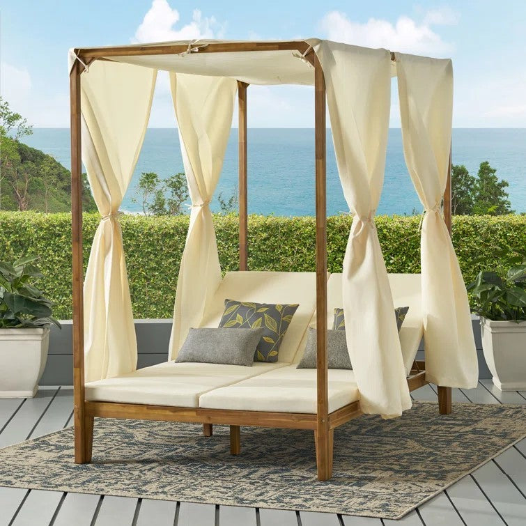 Kenzie Daybed Teak Wood Waterproof Fabric