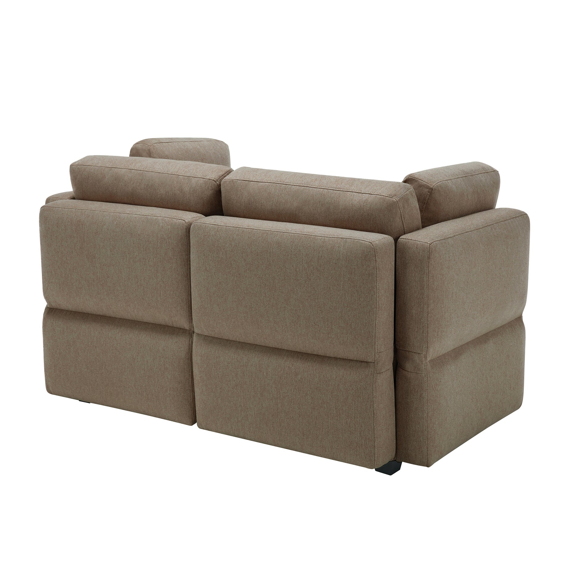 Contemporary Modern Chic Upholstered Fabric Sofa With Storage Seats And Storage Ottomans, 2 Seater Sofa Fabric Couch With Adjustable Arms And Backs For Living Room Brown Brown Polyester 2 Seat