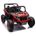 24V Two Seater Kids Ride On Utv W Parents Remote Control,Four Wheel Suspension,Slow Start,Large Wheel Design,Anti Collision Bar,Storage Space,Music,Usb,Bluetooth,Volume Control,Led Lights For Kids 3 . Red 100 149 Lbs Polypropylene