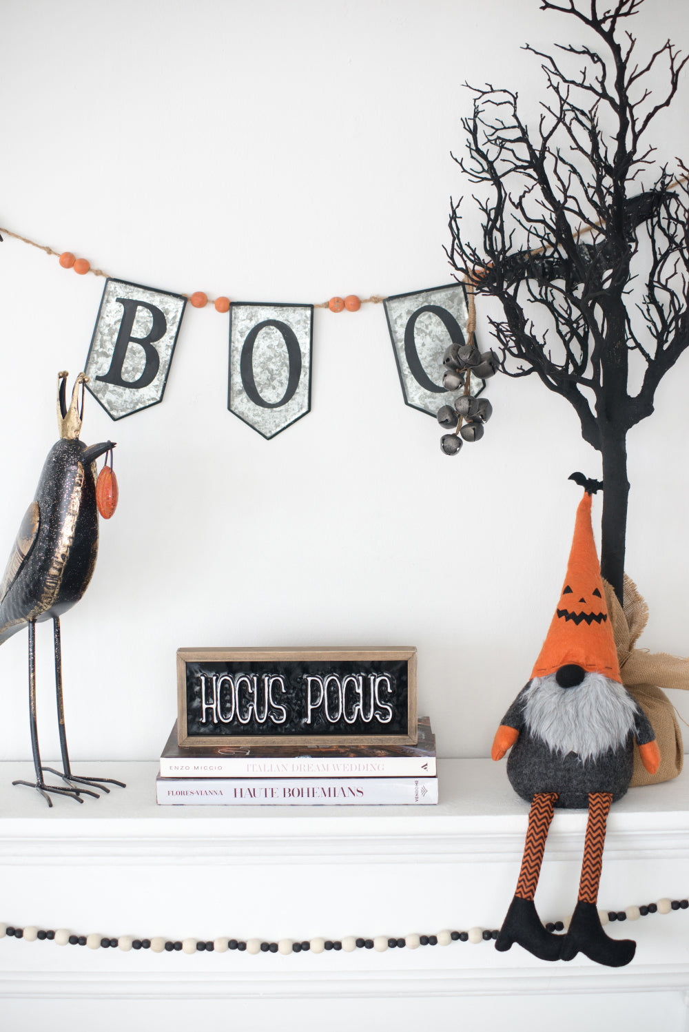 67X7.3"H Iron Boo Banner W Bats, For Halloween Holiday Decor Black,Gray,Orange Iron