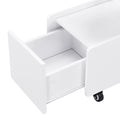 Mobile End Table With Lockable Wheels, Cream Style Side Table With Storage Drawer, 11.8Inch Narrow Nightstand With Multi Layer Storage, Living Room, White White Primary Living Space Mdf