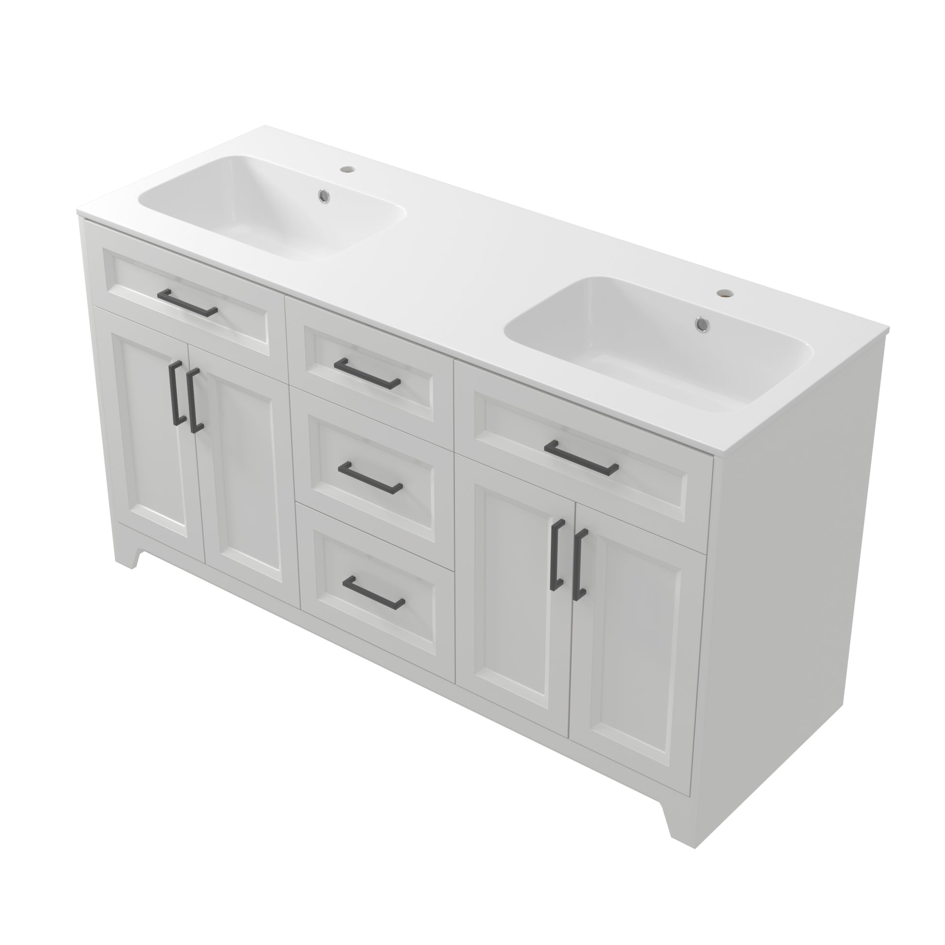 Solid Wood 60 Inch Bathroom Vanity With Double Sink Combo, Modern Vanity Cabinet With 4 Soft Closing Doors & 3 Full Extension Dovetail Drawers White 3 White 4 4 48 In & Above 32 To 35 In Soft Close Doors Bathroom Freestanding Luxury,Modern 20 25 Inches