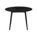 Round Dining Table With Wood And Tapered Legs, Black Black Wood
