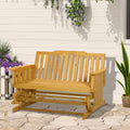 Outsunny 2 Person Patio Swing Glider Bench With Quick Drying Design And Wide Armrest, Wood Rocking Chair Loveseat For Backyard Garden Porch, Natural Natural Wood