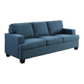 Transitional Style 2Pc Sofa Set Blue Textured Fabric Upholstered Sofa And Loveseat Track Arms Solid Wood Frame Living Room Furniture 1Pc Blue Polyester Wood Primary Living Space Transitional Square Arms Plywood,Solid Wood 5 Seat