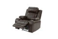 Power Motion Recliner Chair 1Pc Chair Contemporary Brown Color Gelstorage Arms W Cup Holder Living Room Furniture Brown Faux Leather Power Push Button Primary Living Space Cushion Back Contemporary,Modern Pillow Top Arms Metal & Wood